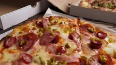 Domino's Pizza box rotating dark backgro, Stock Video