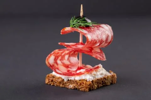 One Salami Canape Stock Photos