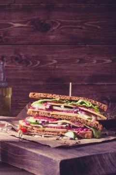 One sandwich on old papper Stock Photos