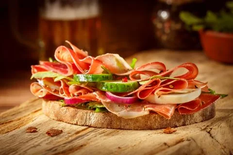 One sandwich on old papper Stock Photos