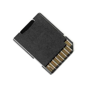 One SD memory card isolated on white, top view Stock Photos