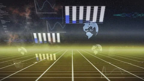 One-second mark starting white bars filling blue and globe fading and rotating Stock Footage 327063839