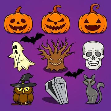 One Set Bundle of Halloween Stock Illustration
