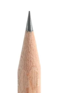 One sharp graphite pencil isolated on white 스톡 사진