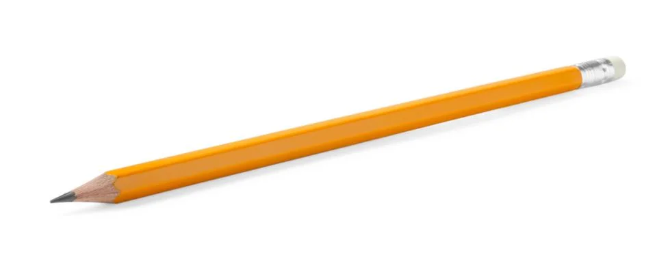 One sharp graphite pencil isolated on white Stock Photos
