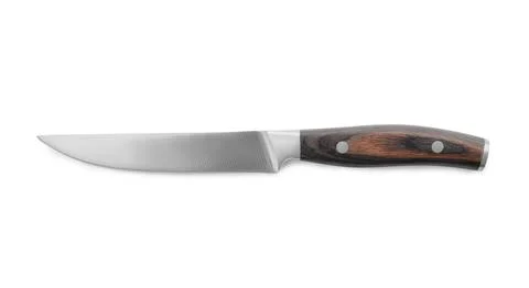 One sharp knife isolated on white, top view 写真素材