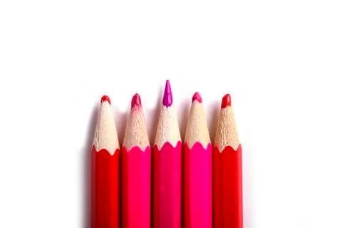 One sharpened pencil standing out from the blunt ones. It's easy to be beauti Stock Photos