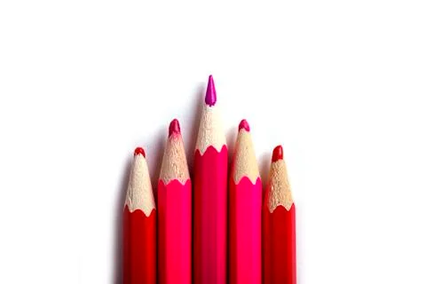 One sharpened pencil standing out from the blunt ones. It's easy to be beauti Stock Photos