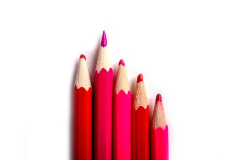 One sharpened pencil standing out from the blunt ones. It's easy to be beauti Stock Photos