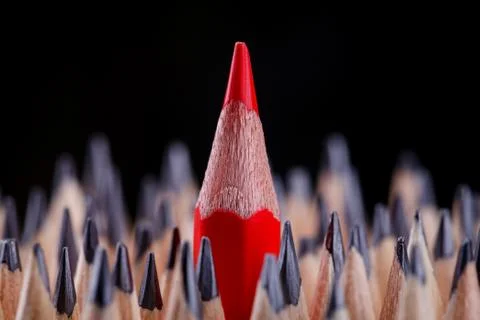 One sharpened red pencil among many ones Stock Photos