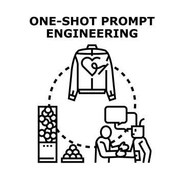 One shot prompt engineering developing artificial intelligence model Illustrazione stock