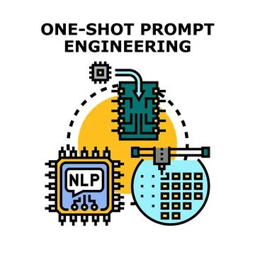 One shot prompt engineering technology developing artificial intelligence s.. 스톡 일러스트