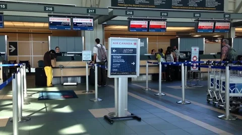 One side of air canada check in counter Stock Footage 42203207