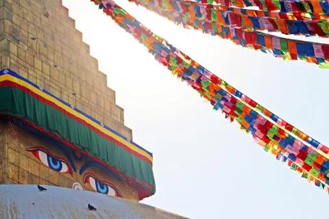 One side of Boudha Stupa Stock Photos