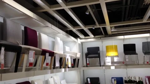 One side of display chairs inside Ikea store Stock Footage 54937309