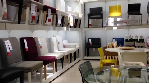 One side of display chairs inside Ikea store Stock Footage 55307452