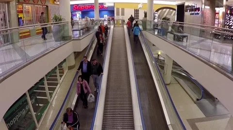One side of escalator inside shopping mall 스톡 동영상 50562243