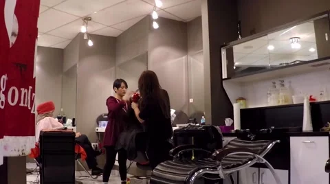 One side of hair salon Stock Footage 54530552
