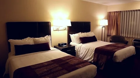 One side of hotel room without people Stock Footage 47570376