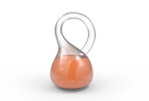 One side mesh klein bottle isolated on a white with orange water inside 3d Stock Illustration