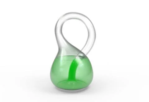 One side mesh klein bottle isolated on a white with green water inside 3d Stock Illustration
