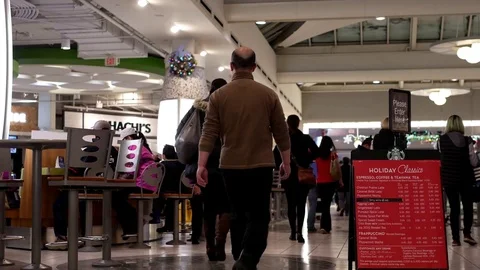 One side of people having dinner at food court area Video stock 70474877