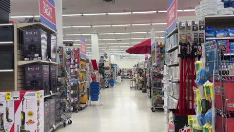 One side of people shopping items inside London drugs store with 4k resolution Stock Footage 280293230