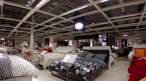 One side of people shopping their furniture  inside Ikea store Stock Footage 50484377