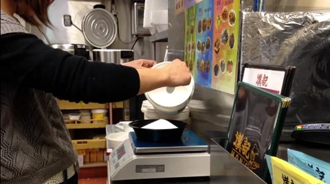 One side of restaurant kitchen Stock Footage 48553064