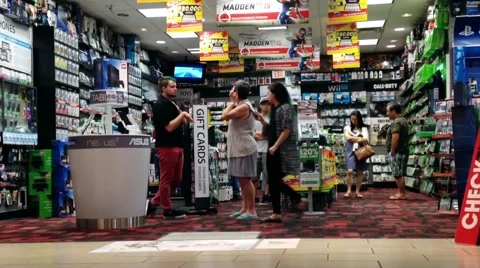 One side of video game store inside Coquitlam shopping mall 動画素材 49151498