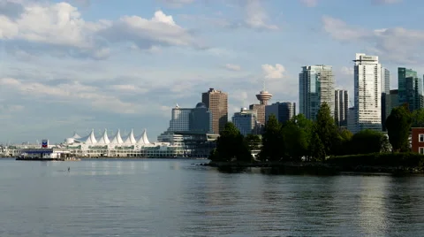 One side view of the Vancouver downtown skyline and waterfront. Stock Footage 62677709