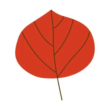 One simple red hand drawn leaf. Plant element for fall-themed designs, natu.. Stock Illustration