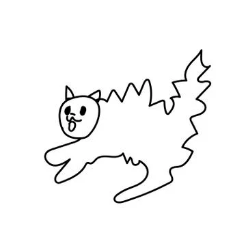 One simple scared cat for halloween.Scary illustration of hand drawn Stock Illustration