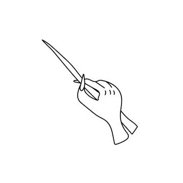 One simple terrible witch hand with magic wand for halloween. Stock Illustration