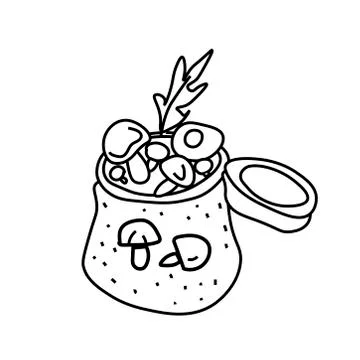 One simple vector bank with champignons in doodle style.Food illustration Stock Illustration