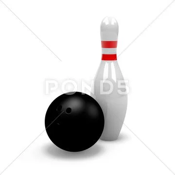 One single bowling skittle with black ball Stock Illustration