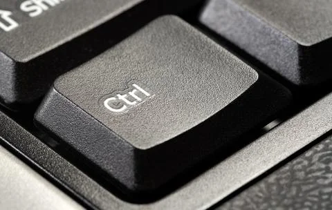 One single control key ctrl button on a simple desktop PC black office keyboard Stock Photos