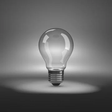 One Single Empty Light Bulb under Spotlight 3D Illustration Stock Illustration