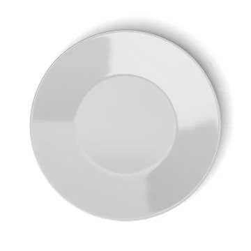 One Single Empty White Porcelain Plate on White Background 3D Illustration イラスト素材