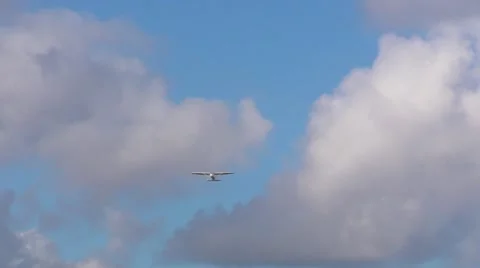 One single Engine White Plane 2 HD Stock Footage 1042187