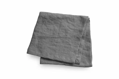 One single gray table setup serving linen cotton napkin Stock Photos