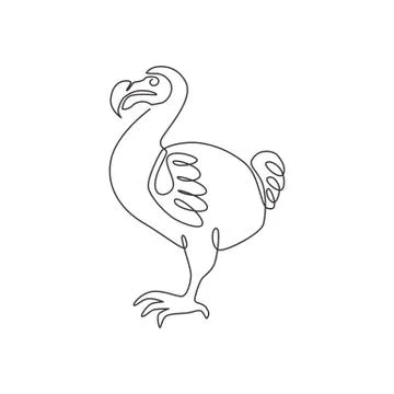 One single line drawing of adorable fun dodo bird for logo identity Stock Illustration