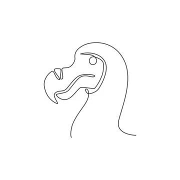 One single line drawing of adorable fun dodo bird head for logo identity Illustrazione stock