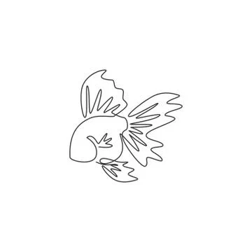 One single line drawing of adorable goldfish for company logo identity Stock-Illustration