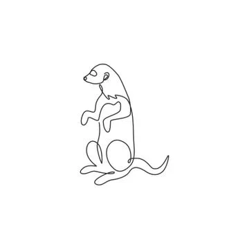 One single line drawing of adorable meerkat for company logo identity Illustrazione stock