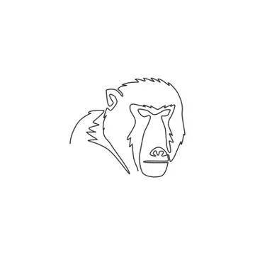 One single line drawing of baboon head for company business logo identity Illustrazione stock