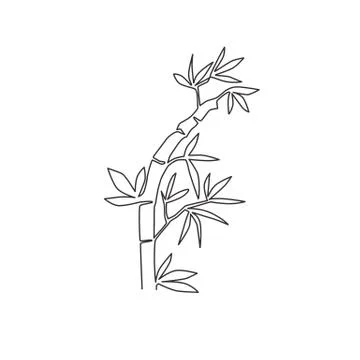 One single line drawing of bamboo trees for plantation logo identity イラスト素材
