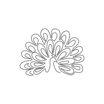 One single line drawing of beautiful peacock for company logo identity Illustrazione stock