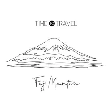 One single line drawing beautiful Mt. Fuji San landmark Illustrazione stock