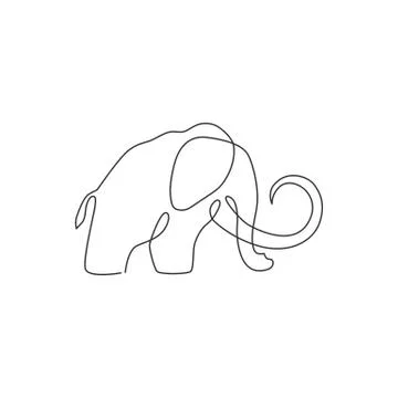 One single line drawing of big mammoth business logo identity. Prehistory Stock-Illustration